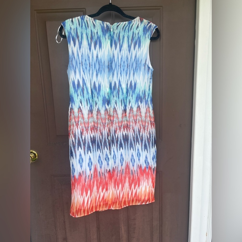 Sandra Darren Blue Green Sleeveless Sheath Dress - Picture 2 of 3